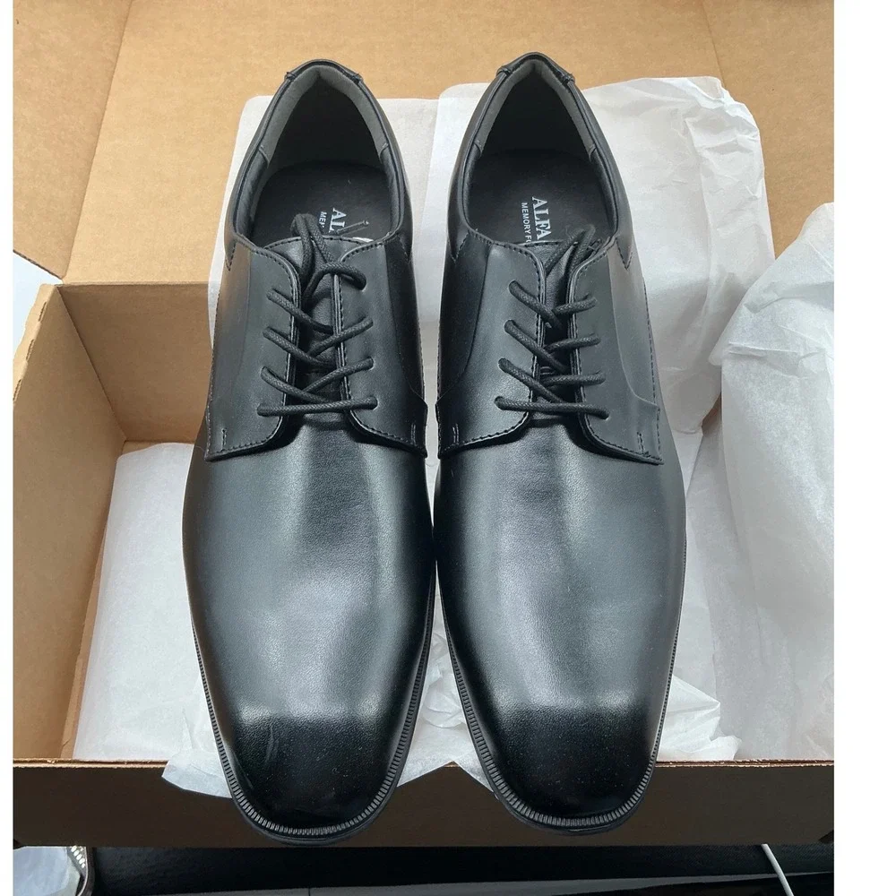 Alfani Mens Memory Foam Derby Shoes Black Dress Lace Up Oxfords Professional